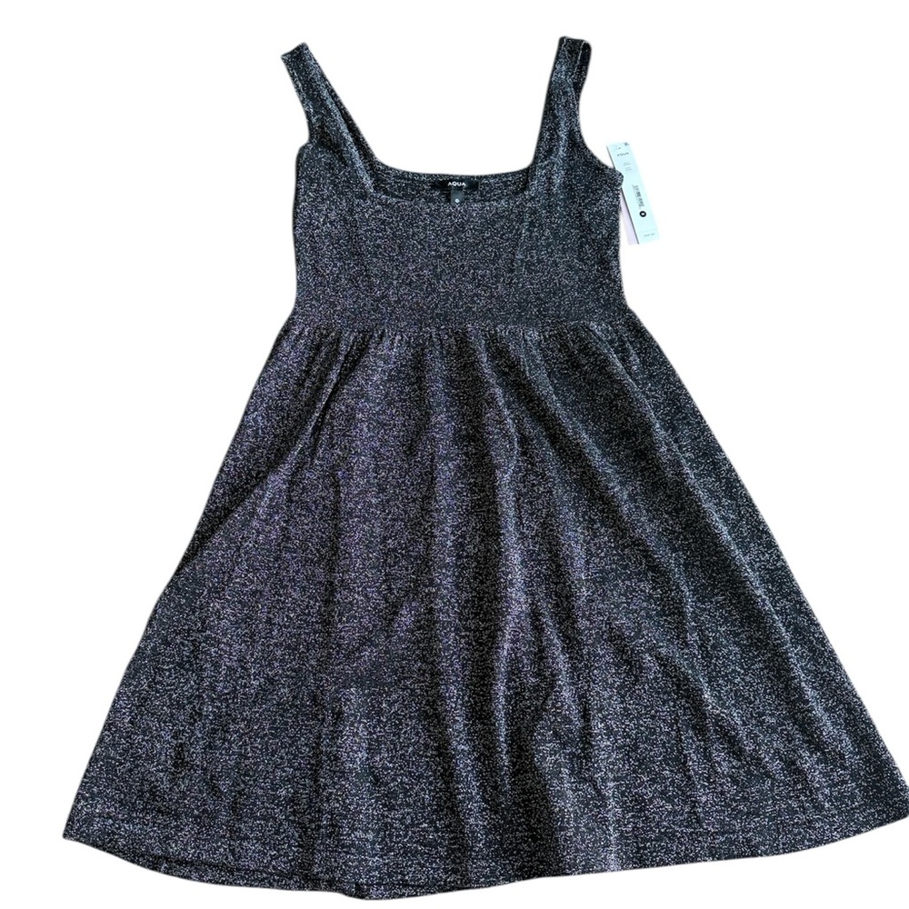 NWT Aqua Women’s Black Shimmer Flare‎ Size M Dress Holiday New Years